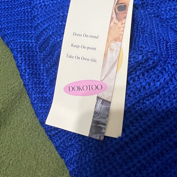 NWT Women's Blue Sweater 2XL Crochet short sleeves V Neck - Picture 11 of 12